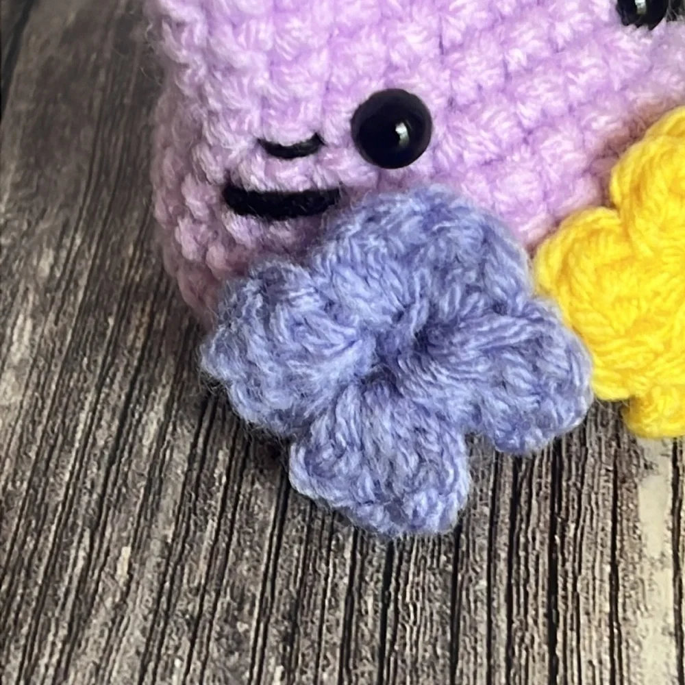 Handcrafted Floral Mini Cat Amigurumi Keychain